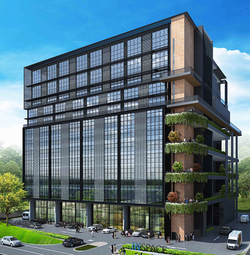 Architectural rendering of the INSPACE building where the Singapore Lodge is located
